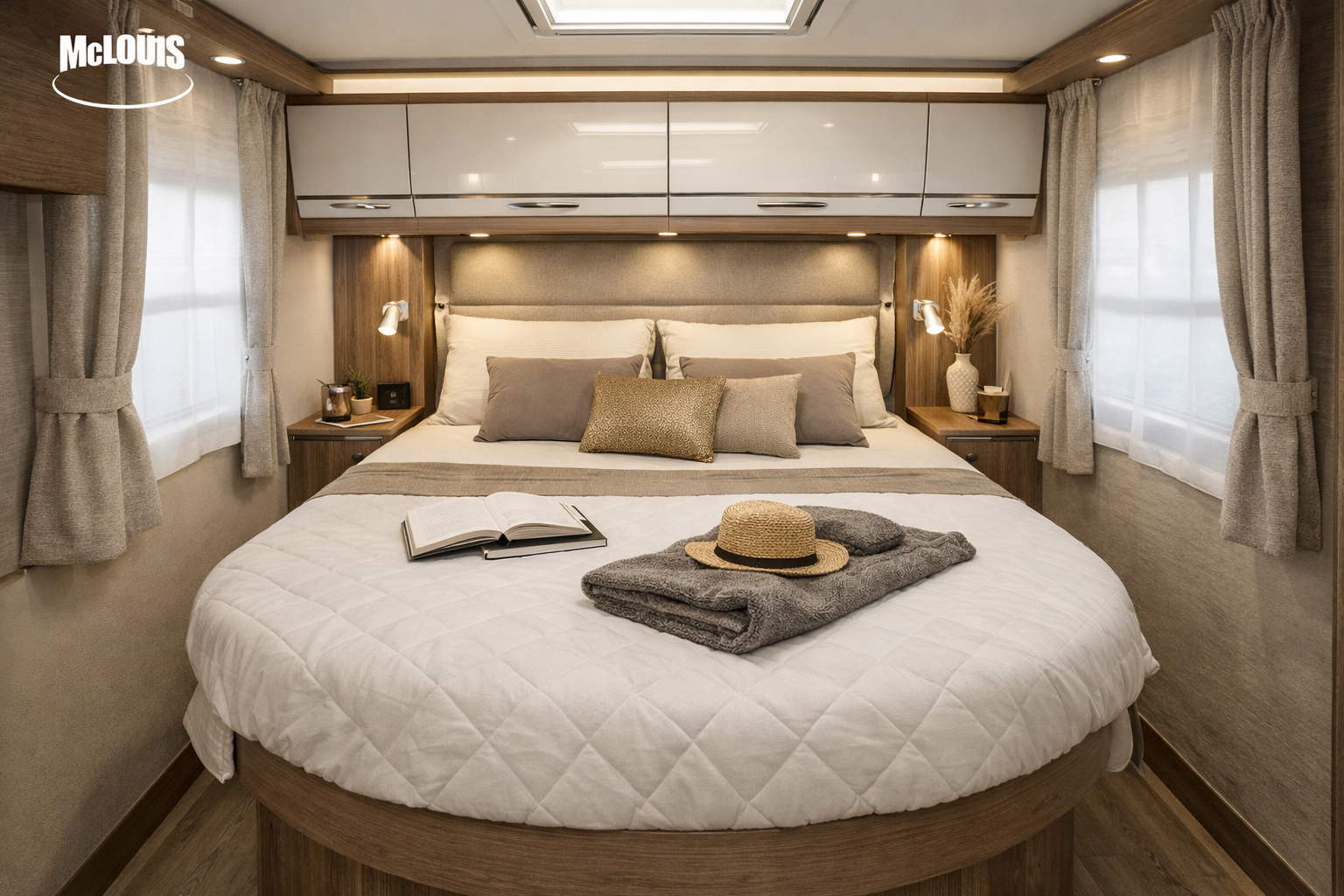 Camper met queensbed